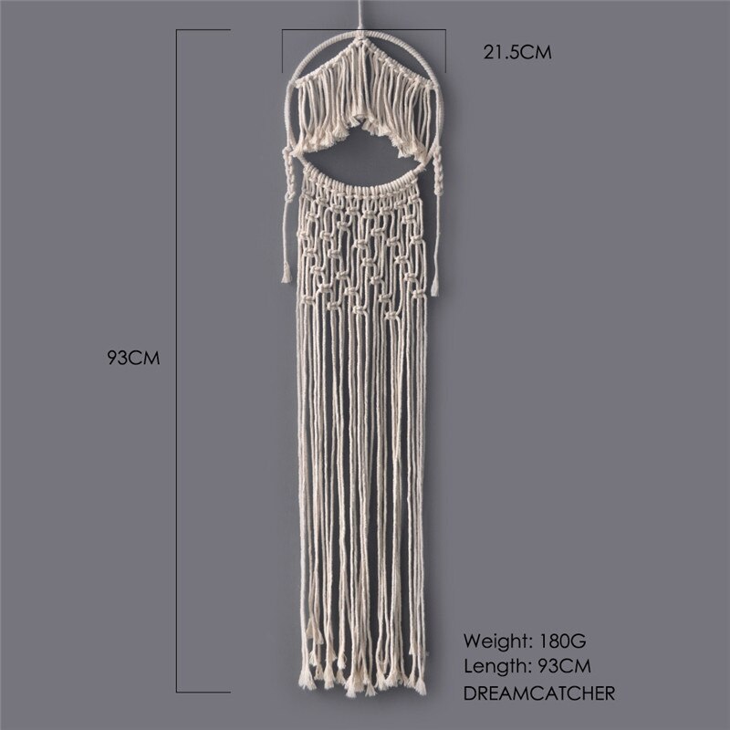 Macramé nórdico atrapasueños tapiz decoración de habitación decoración de granja hecho a mano atrapasueños: K