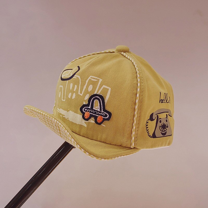 Kids Baseball Cap Cartoon Printed Children Girl Boy Beach Sun Hat Spring Summer Outdoor Toddler Snapback Cap: yellow