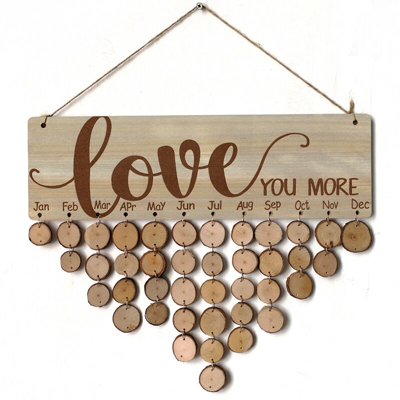 Calendrier de rappel d'anniversaire en bois, pour la famille et les amis, Plaque murale suspendue, signe,