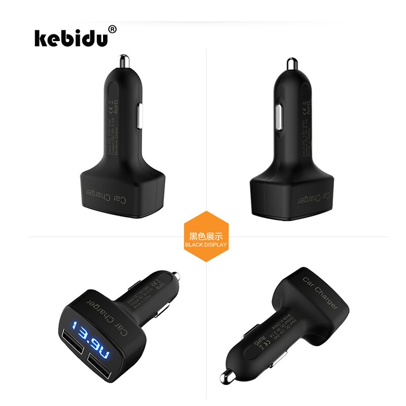 Kebidu 4 in dual-usb-autoladegerät mit  dc 5v 3.1a adapter 1 spannungs-/temperatur-/strommessgerät und digitalem lcd-display
