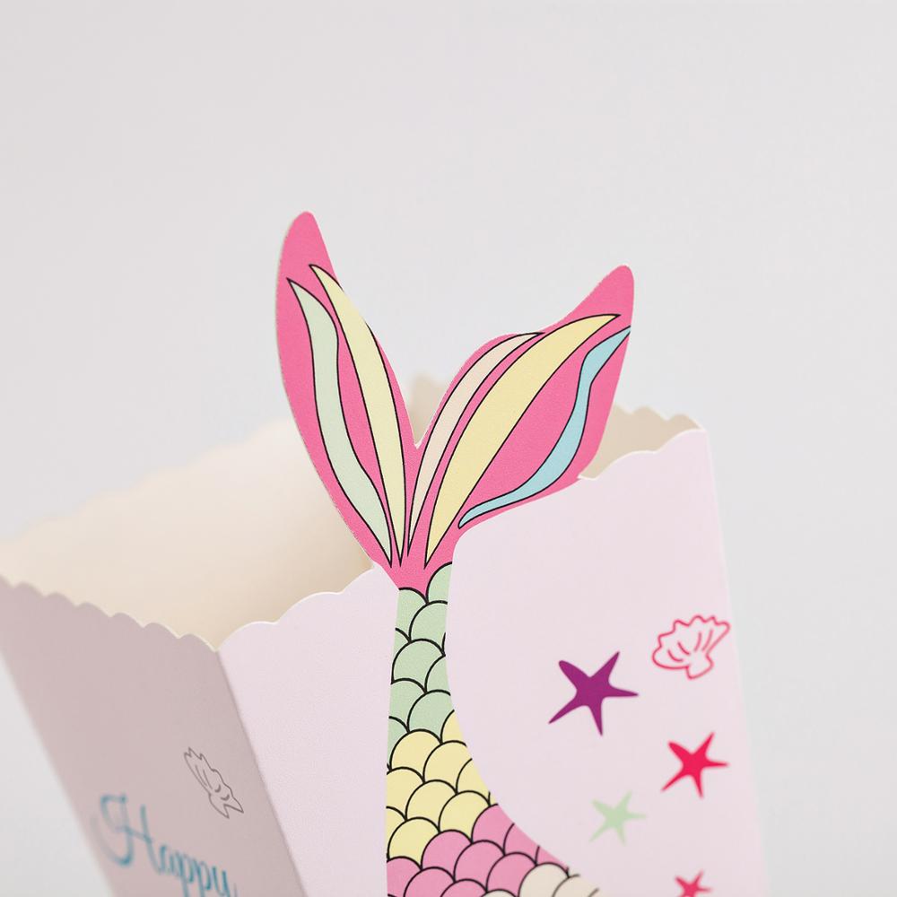 Mermaid Tail Candy Box Paper Candy Bags Popcorn Boxes Mermaid Theme Party Decorations Kids Birthday Baby Shower Party Supplies