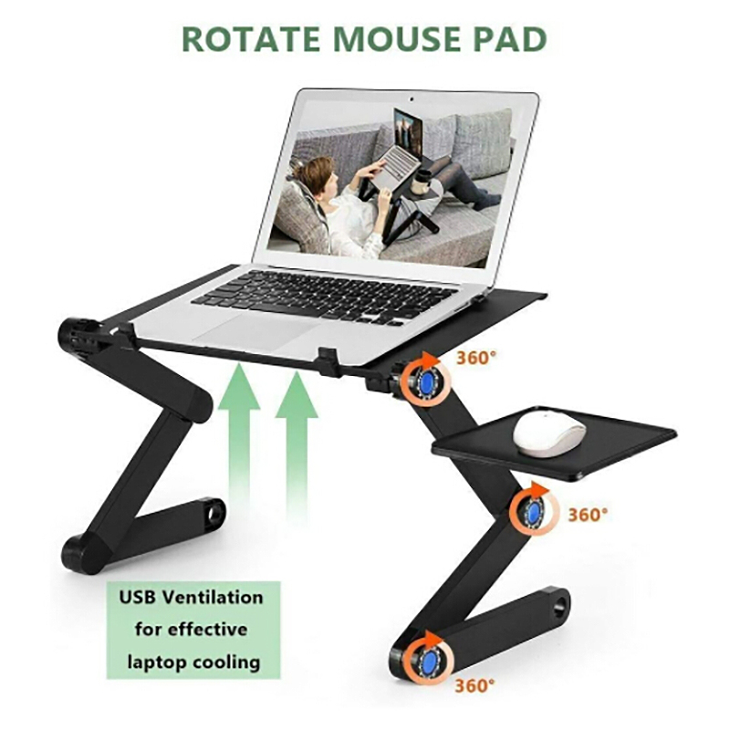 Notizbuch Computer Schreibtisch, Tragbare Multifunktionale Klapp Dual-Fan Kühlung Computer Schreibtisch Stehen mit Maus Pad Fach