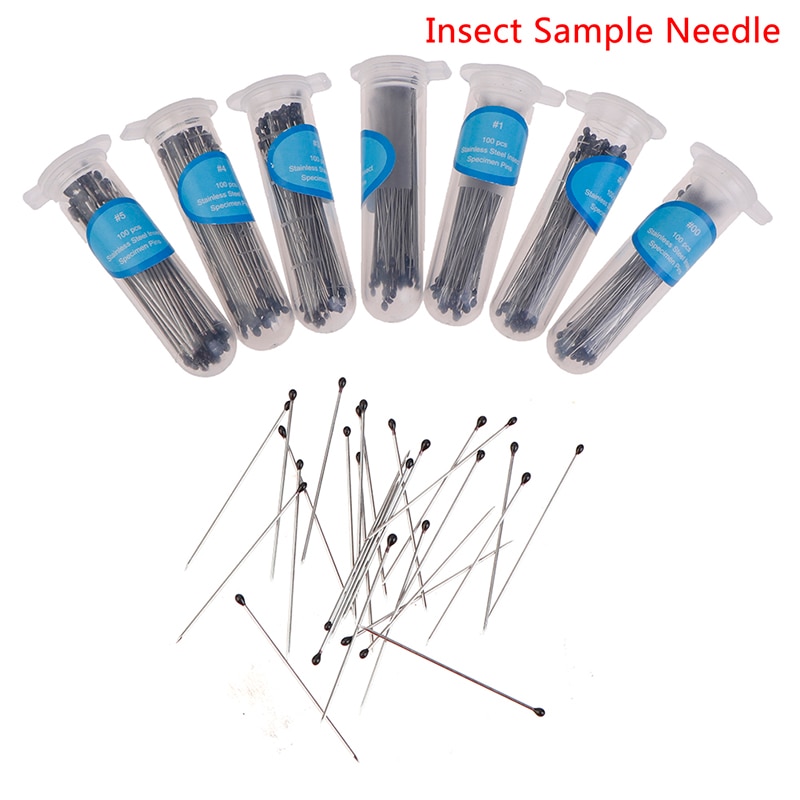100 Pieces Insect Pins Specimen Needle Stainless Steel with Plastic Box for School Lab Entomology Body Dissection Insect Needle