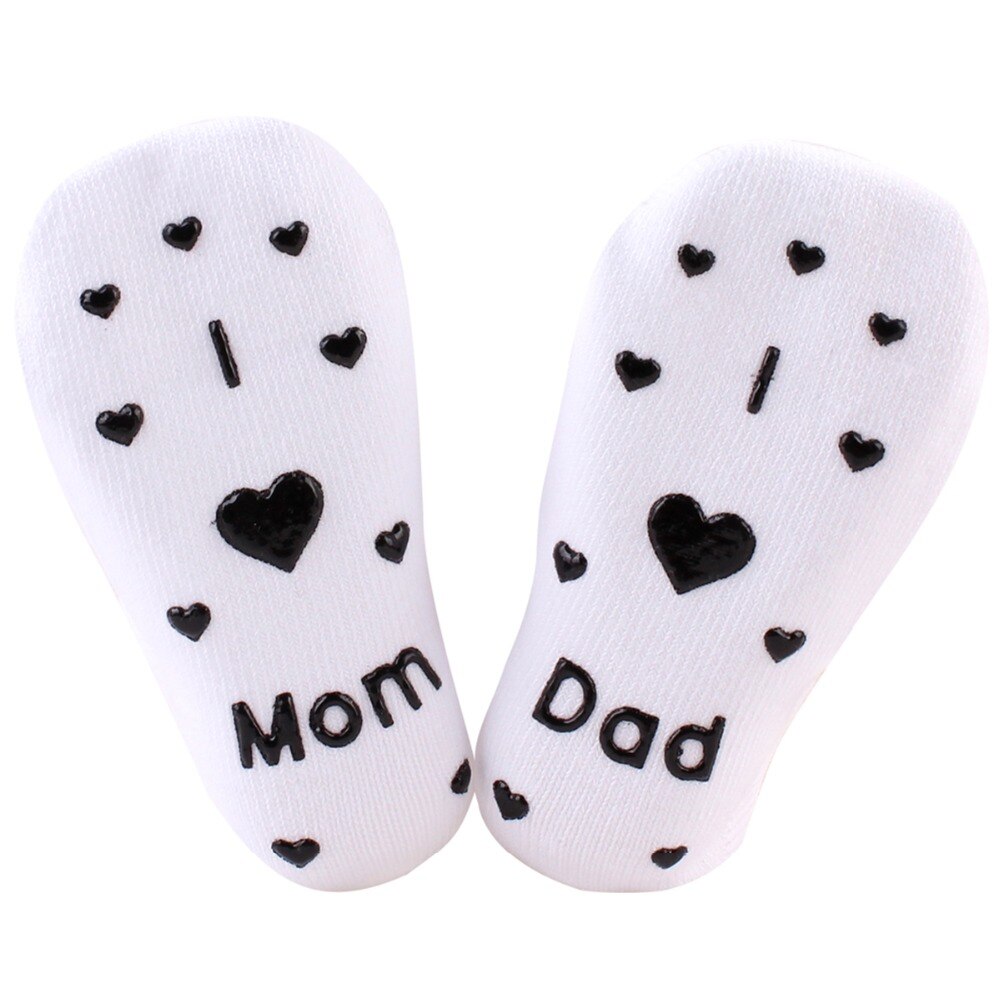 Baby Toddler Winter Warm Socks Pure Cotton Anti-slip Socks Mom & Dad Letter Socks with Glue Dots for Baby Boys & Girls