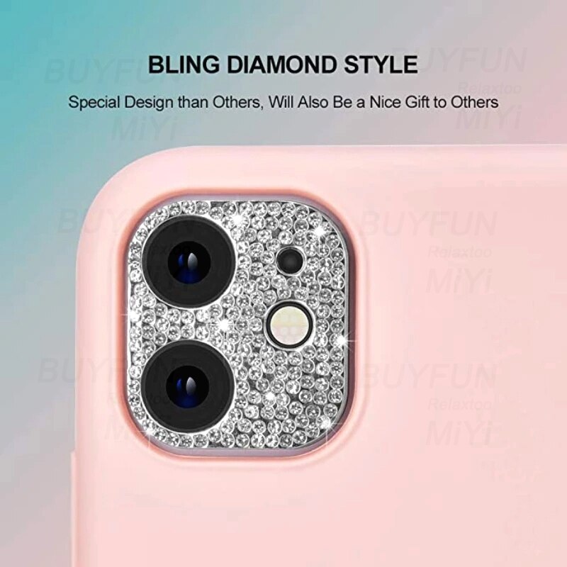 Glitter Rhinestone Camera Protector Case Cover For iPhone 13 Pro Max ProMax Mini Back 3D Shiny Diamond Lens Protect Funda Coque