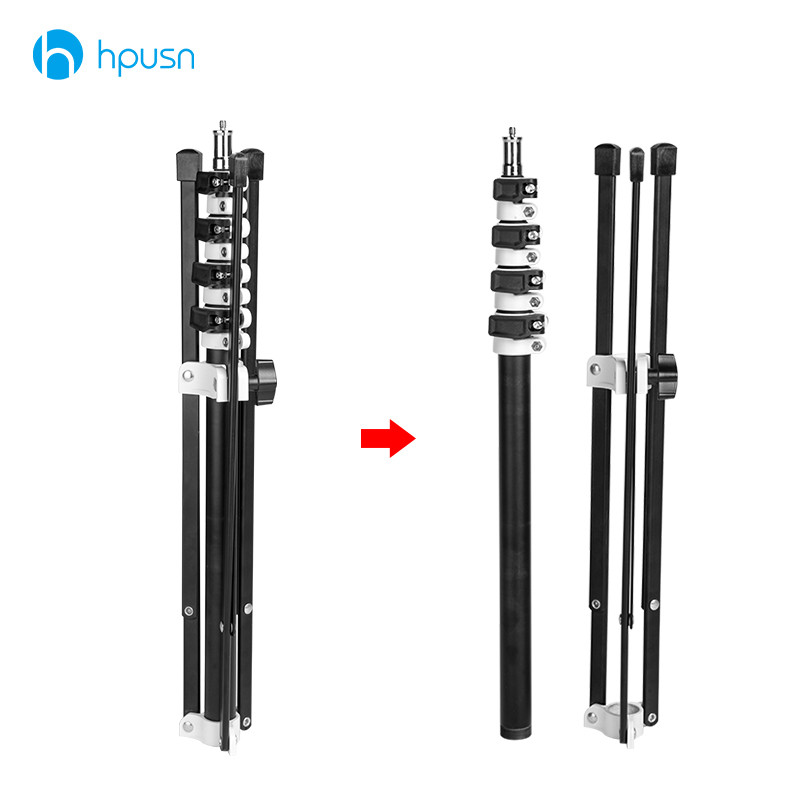 HPUSN B5 Collapsible 210cm Light Stand 6.9ft Metal Portable Foldable Tripod 5 section Boom Arm for Studio Flash Light Load 3KG