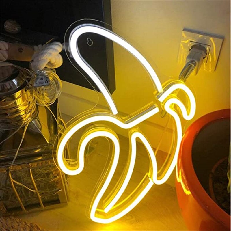 Neon lys skilt banan neon skilte neon pub led neon lys kunst væg dekorative til værelse væg børn soveværelse fest bar indretning: Default Title