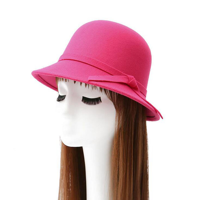 Gorro de lana con lazo para mujer, gorro de tela de lana con lazo, 6 colores, , novedad de