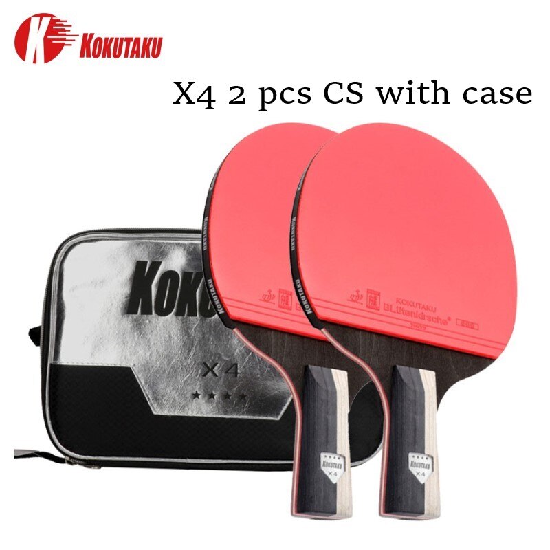 Raqueta de tenis de mesa con certificación ITTF, 2 uds, KOKUTAKU X4 X5 X6, raqueta de Ping Pong, pala de carbono, espinillas de goma: X4 CS