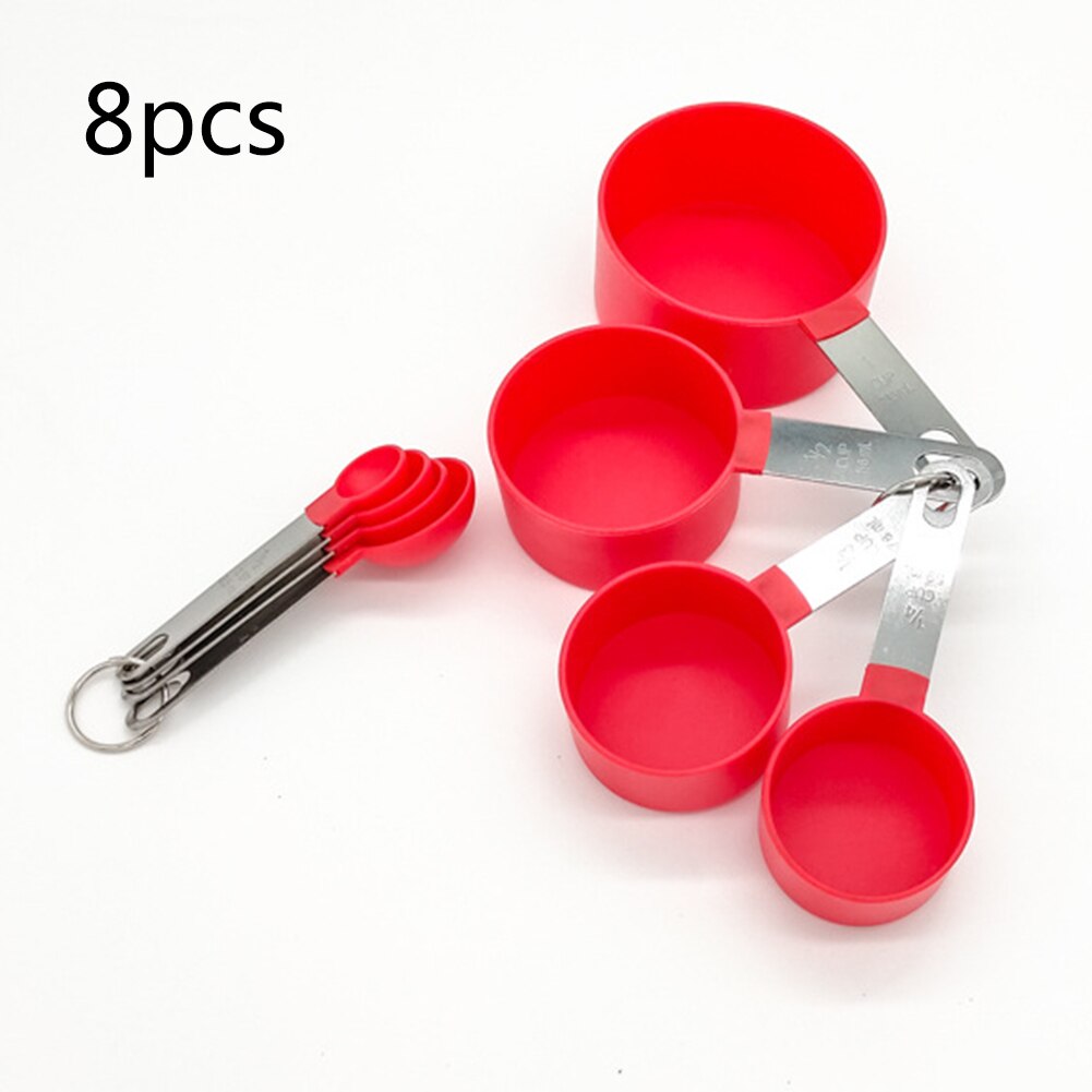 Stainless Steel Measuring Cups Spoons Kitchen Baking Cooking Stainless Steel Silicone Black Gray Red Measuring Tools Set