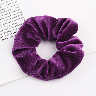 Nueva terciopelo dorado mujeres color puro salvaje intestino grueso pelo elástico deportes danza Scrunchie niñas accesorios para el cabello: Negro
