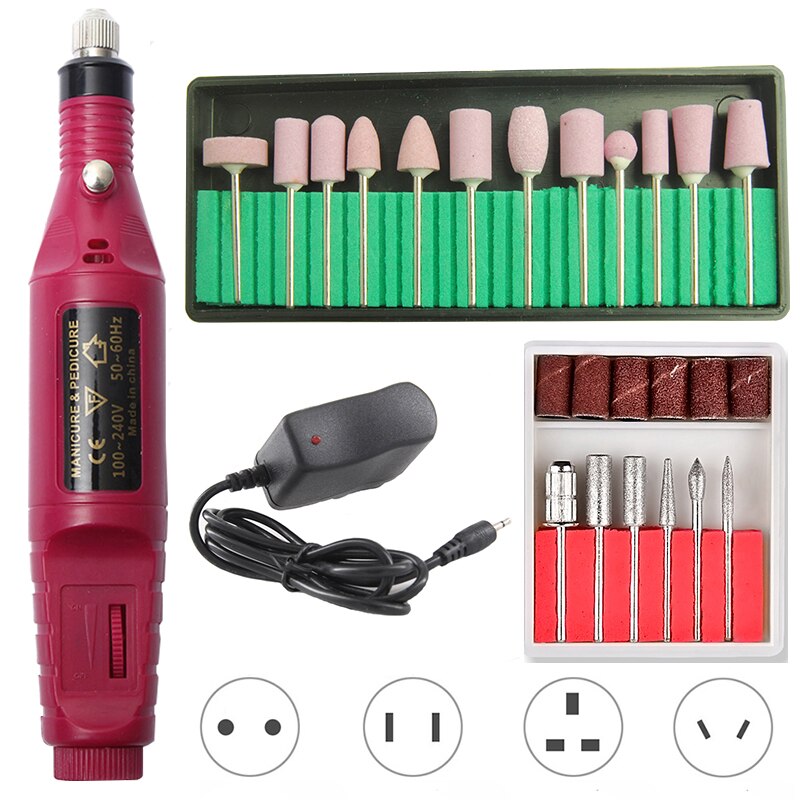 Micro motor para manicure e pedicure, aparelho elétrico para cuidar das unhas: 20000 Red 12 Bits