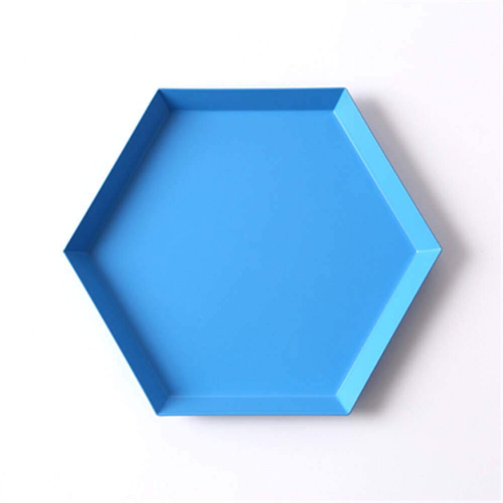 Colorful Metal Storage Trays Chic Geometric Combo Organizer Plate Desktop Decor Jewelry Display Trays Tea Set Dessert Plates: Blue M