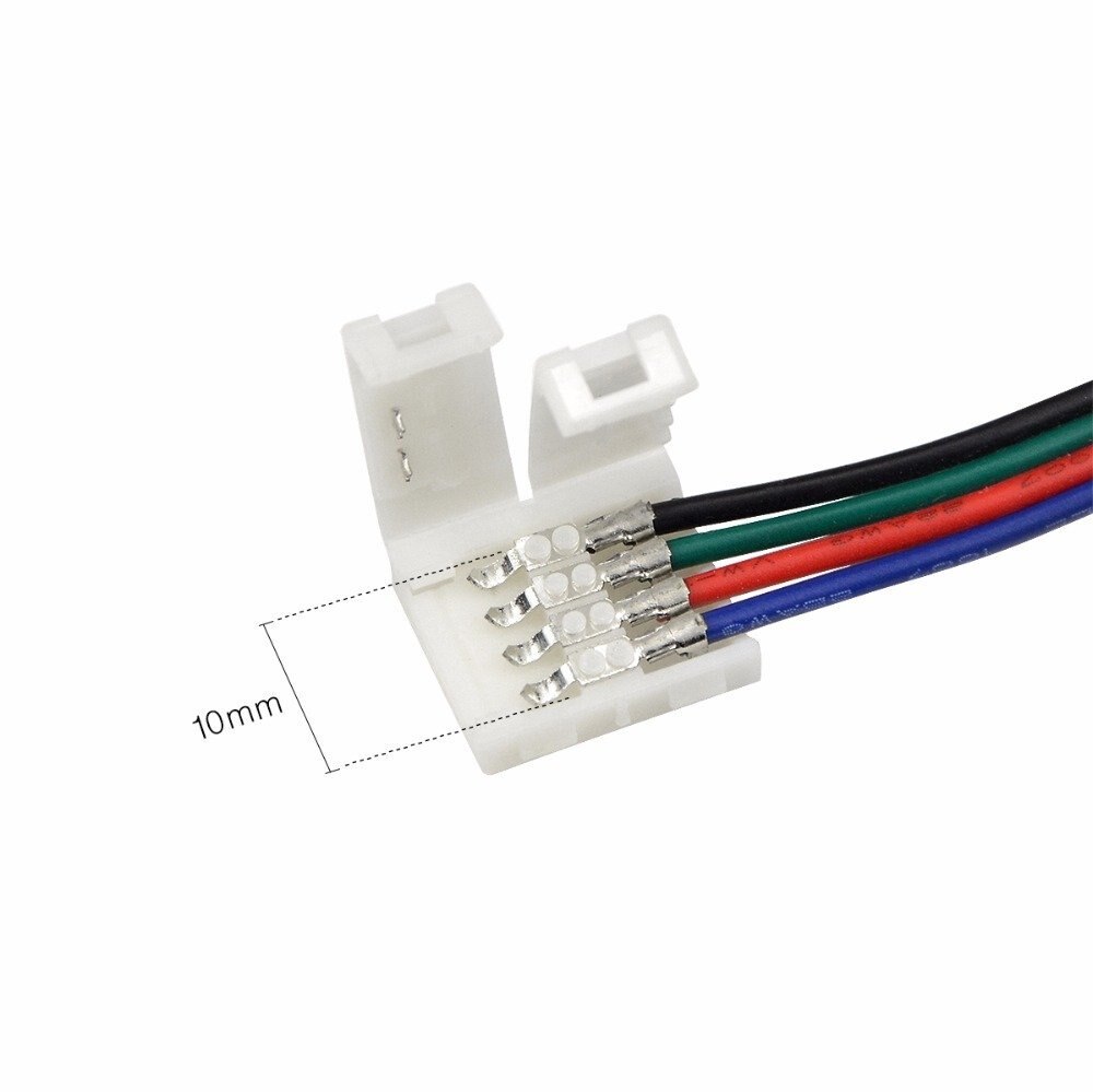 5050 RGB 4 Pin LED Strip Connector, 5pcs 10mm Strip to Power Adaptor Snap Down 4 Pin Connector for 5050 RGB Flexibl ST253
