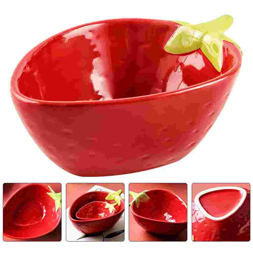 1Pc Strawberry Shaped Fruit Bowl Salad Snack Dish Restaurant Kitchen Bowl (Red)