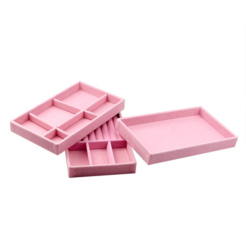 Bandeja De almacenamiento De Joyas De terciopelo rosa, Organizador De joyería, soporte para pendientes, vitrina, Organizador De Joyas