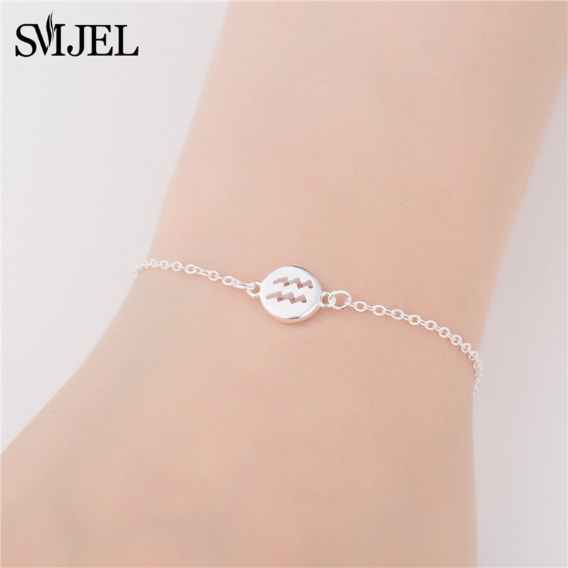 SMJEL Personalize 12 Constellation Zodiac Sign Bracelets for Women Girl Cancer Leo Virgo Libra Women Men Jewelry pulsera mujer: SL062 Aquarius