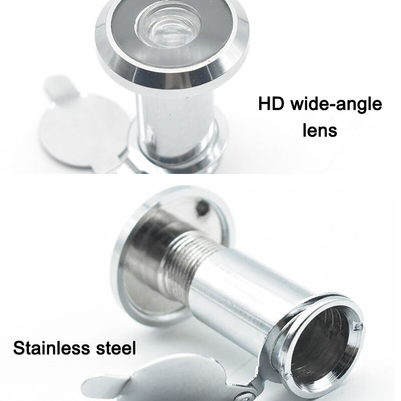 Stainless Steel Door Viewer with Cover One Way 180-220 Degree Peep Hole for Home Office