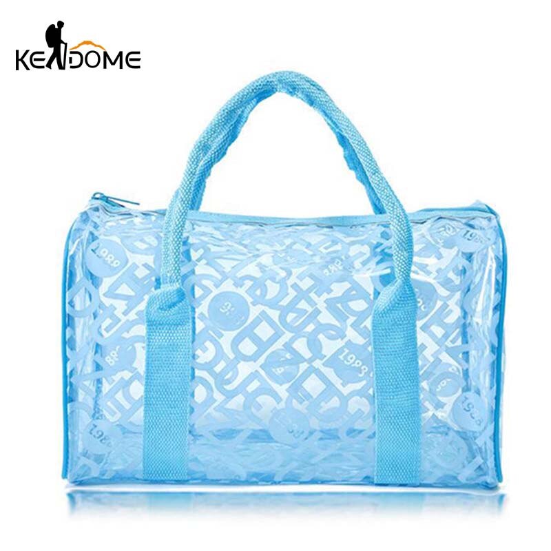 Waterproof Swimming Storage Beach Bag Tote Handbags Women PVC Transparent Letter Printing Plastic Pouch Bath Wash Bags XA372WD