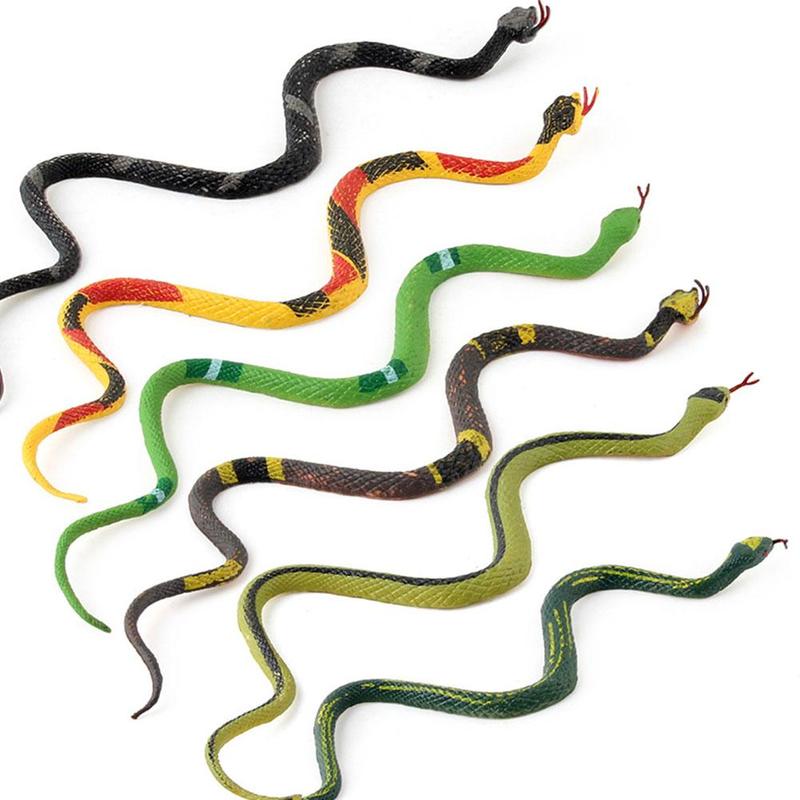 6pcs High Simulation Toy Plastic Snake Model Funny Scary Snake Kids Gag Prank Funny Favor Toys Halloween Prank Prop For Decor