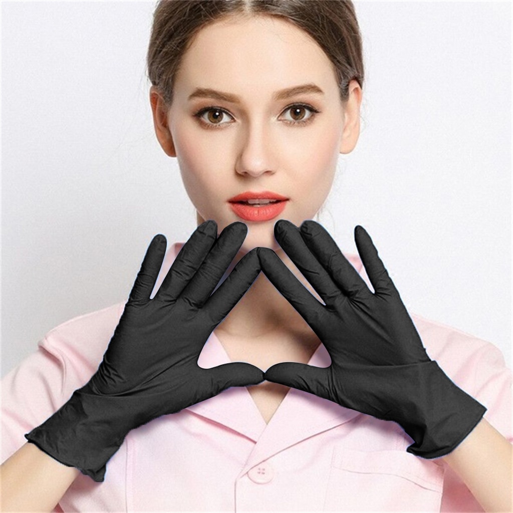 Handschoenen Wegwerp Rubberen Handschoenen Comfort 100 Pcs Bescherming Thuis Keuken Tuin Catering Levert Gant Jetables: Black / 100pcs-S