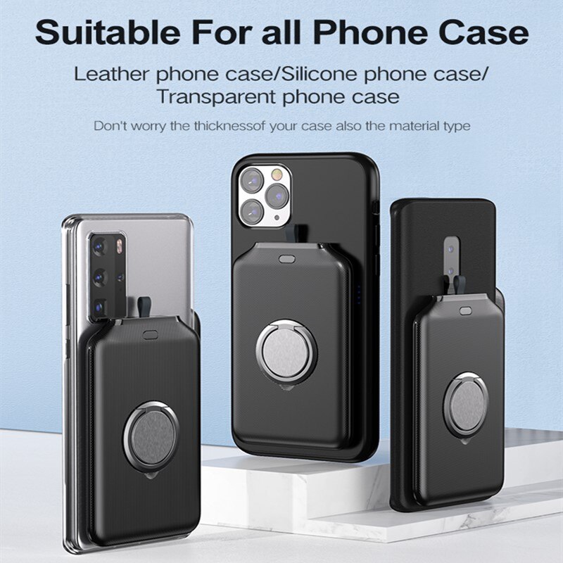 YKZ 4000mAh magnetisch kabellos Sicherung Energie Bank Für iPhone 12 Mini Profi Max Ständer Ring Dünne Tragbare Ladegerät Energie eingezahlt