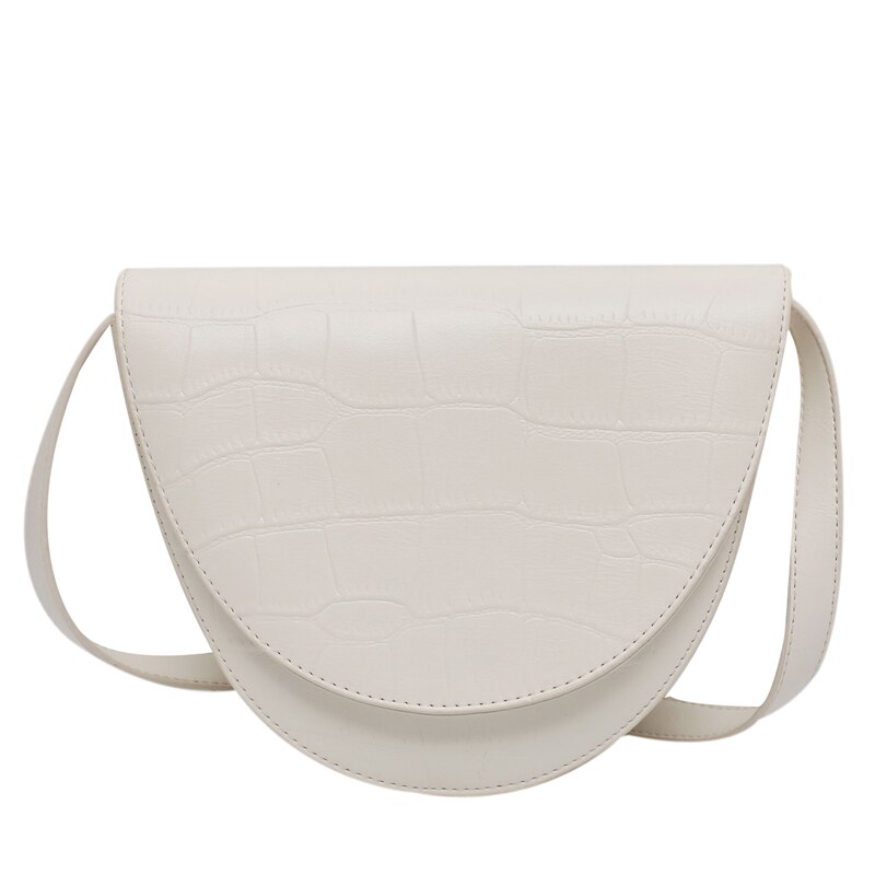 Crossbody tassen voor dames leren schoudertas klep messenger bag effen kleur dames portemonnee vintage zadeltas: Witte schoudertas
