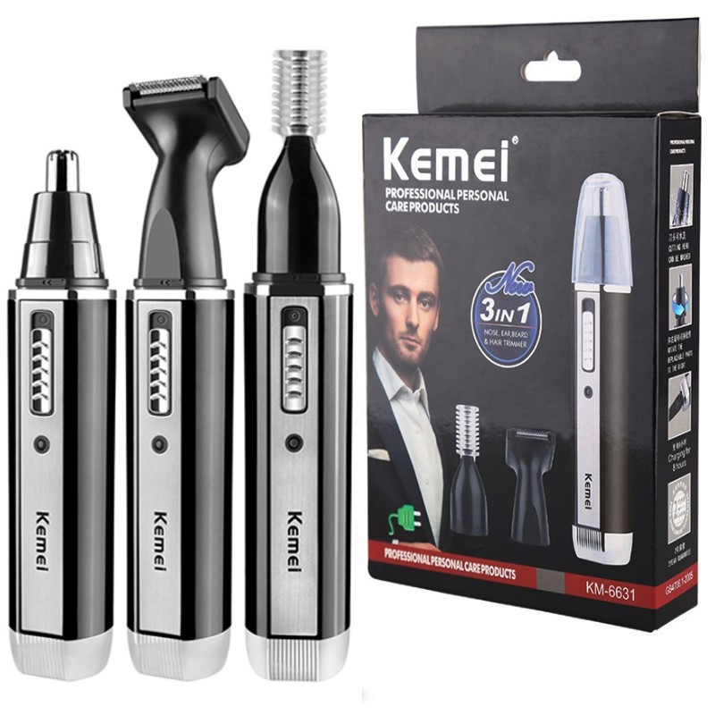 4in1 rechargeable nose trimmer beard trimer for men ear eyebrow nose hair trimmer for nose and ear hair removal cleaning machine: KM-6631