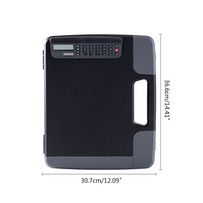Portable A4 Files Document Clipboard Storage Case Organizer with Calculator Home