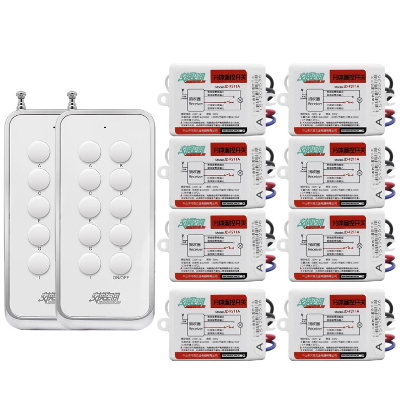 JD211A1N8 8 kanal 220V & 110V 433mhz RF Drahtlose Fernbedienung Licht Schalter: JD211A2N8 / 110V(Turn on)