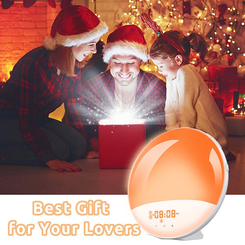 Reloj despertador inteligente con luz, 7 colores, WI-FI y APP, alarma Smart para días de trabajo con colores amanecer/atardecer, vida inteligente, Tuya App, compatible con Alexa y Google assistant