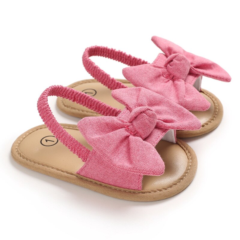 Warmom Baby Sommer Kleidung freundlicher Kleinkind Baby Mädchen Schuhe Bowknot Plaid gestreift Blumen- Party Prinzessin Strand Schuhe freundlicher Sandalen: Rose rot / 12CM(4.72Zoll)
