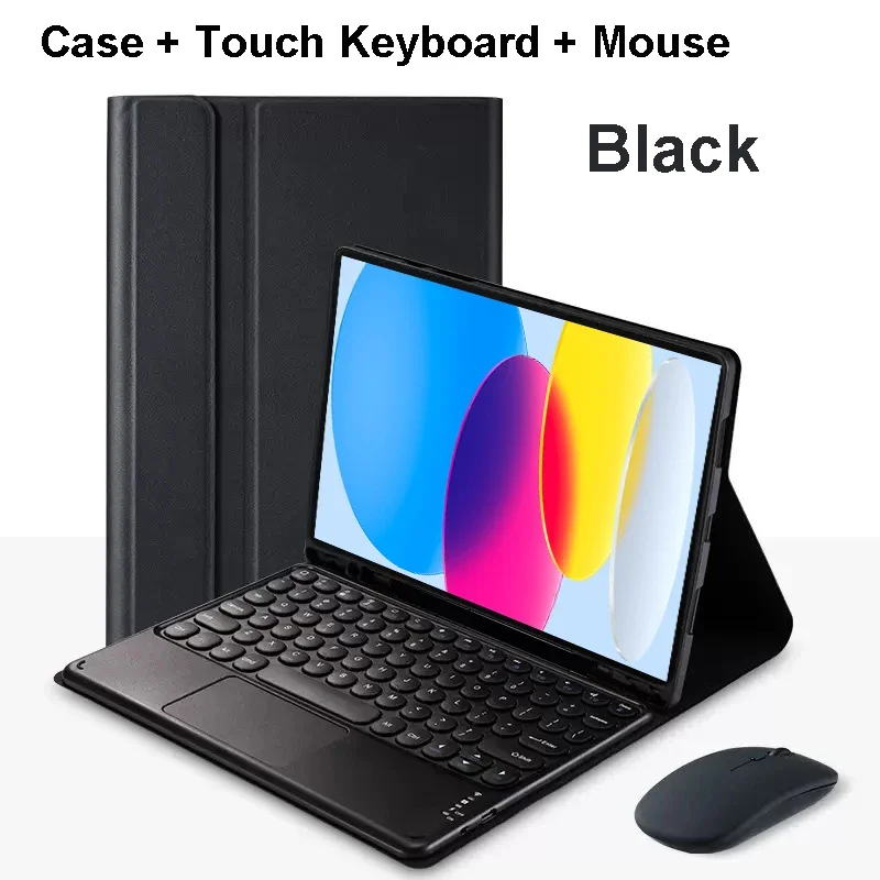 With Keyboard PU Tablet Case for IPad 11th Generation 11 Inch A16 Bluetooth Mouse Covers for Apple IPad 10th Funda: eleven / black