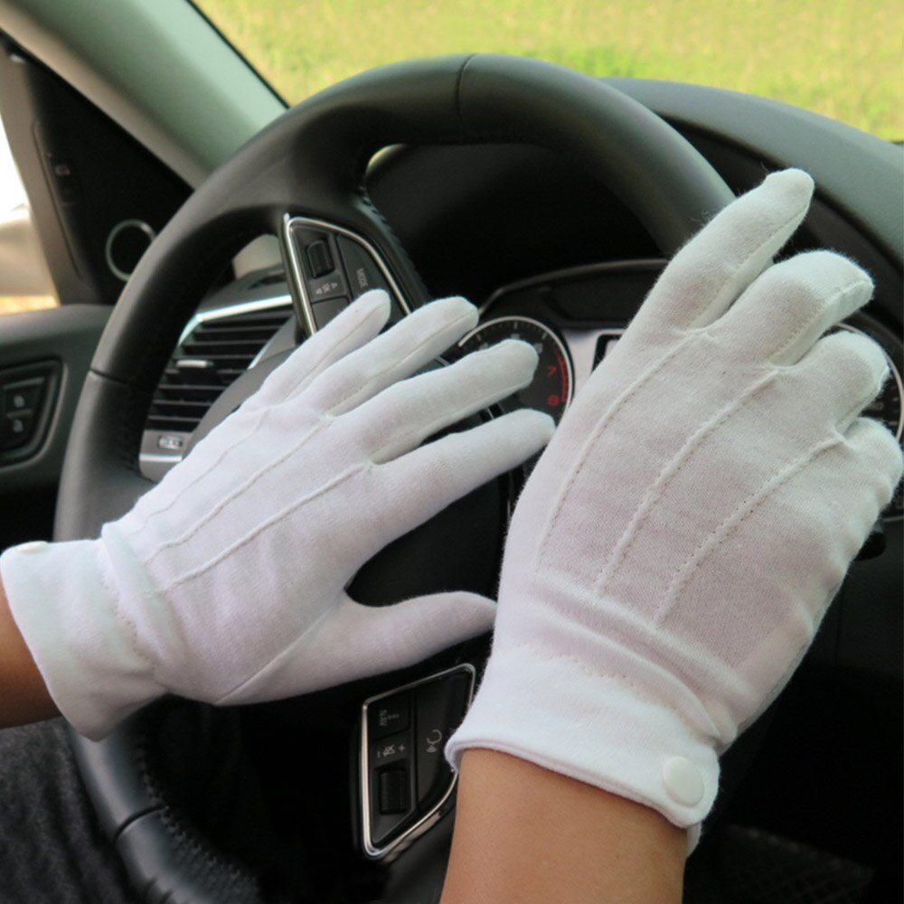 Men Cotton White Tuxedo Gloves Formal Uniform Guard Band Butler Unisex Gloves Parade Dress Uniform Guard Gloves