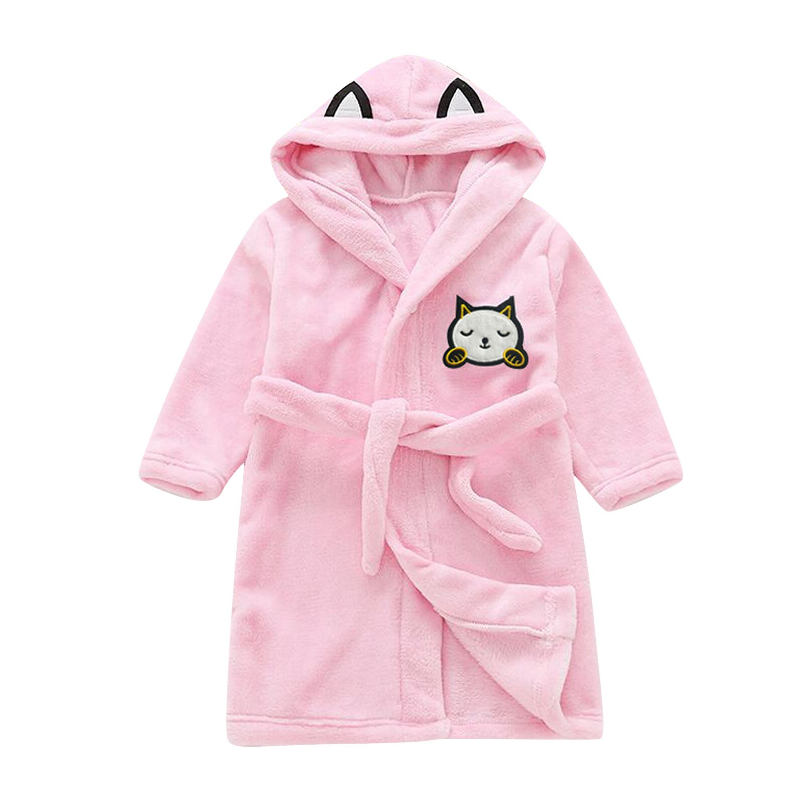 Cartoon Children's Boys Bathrobe Long Sleeve Hooded Kids Robe Lovely Baby Girl Clothes Spring Autumn Children Clothing#G30: Pink / 2-3 Years