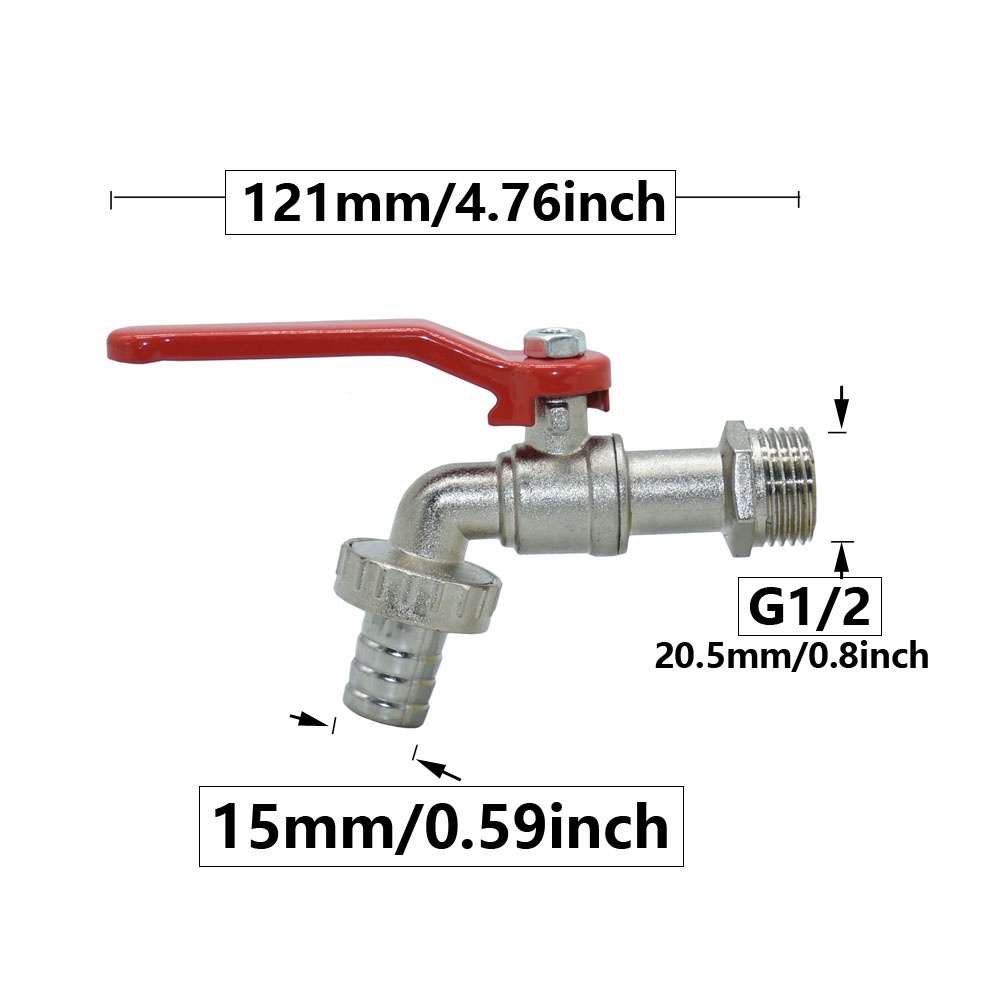IBC Tank Tap Adapter S60 x 15mm 5/8 "Slangpilaar Sluit Kraan Legering Tank 1000 Liter IBC Tank Klep fitting: Licht Geel