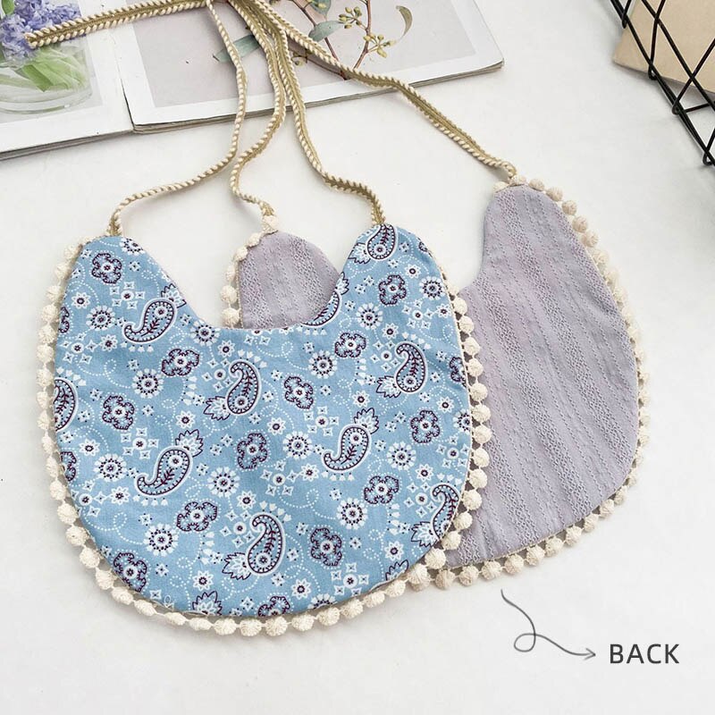 Double Side Katoen Linnen Slabbers Vintage Bloemen Tassel Pasgeboren Speeksel Handdoek Baby Peuter Diner Feeding Slabbetjes Burp Doeken: blue