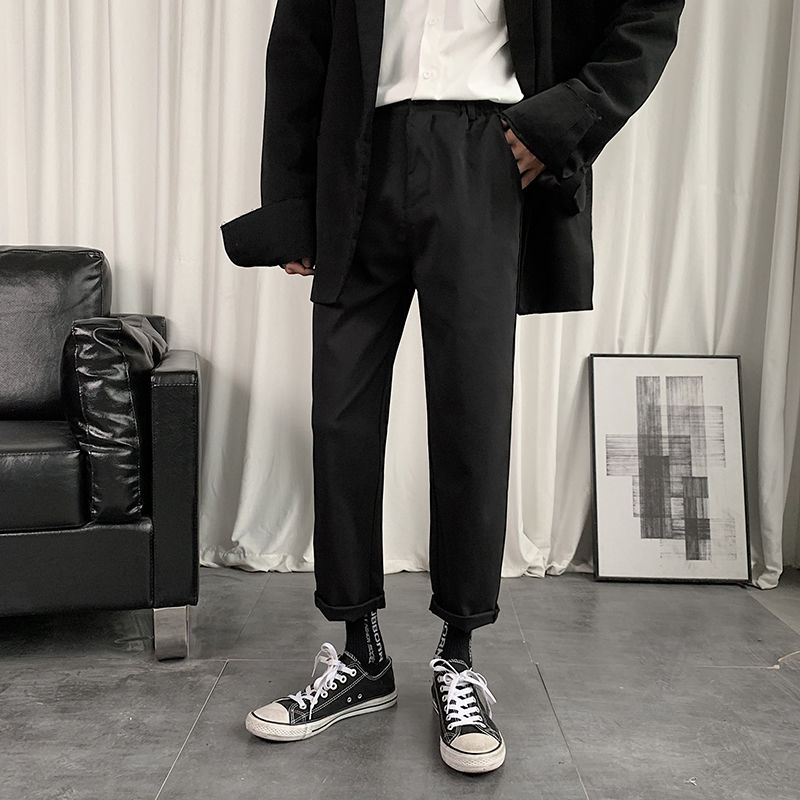 Pantalon coréen pour homme, droite, couleur unie, robe d'affaires, Streetwear sauvage et ample, modèle pantalons décontractés