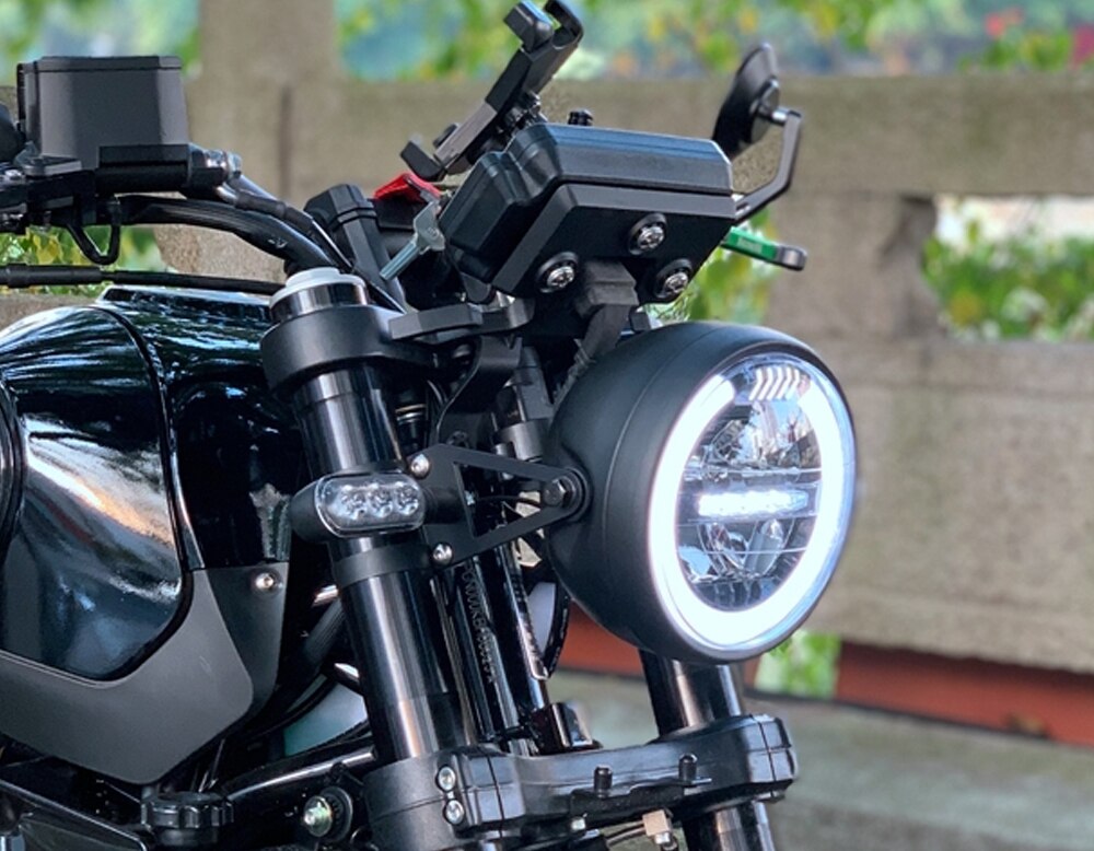 6,5 zoll LED Cafe Racer Motorrad Scheinwerfer Lampe Halo DRL Moto LED Für sportster bobber chopper street glide Scrambler GN125