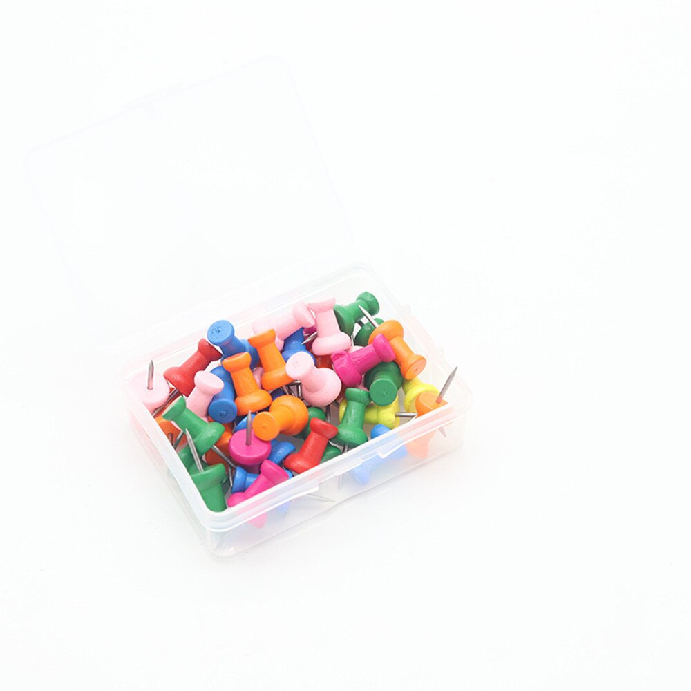 40pcs/box Map Thumbtacks Wood Push Pins Diy Thumb Tacks For Photos Cork Board