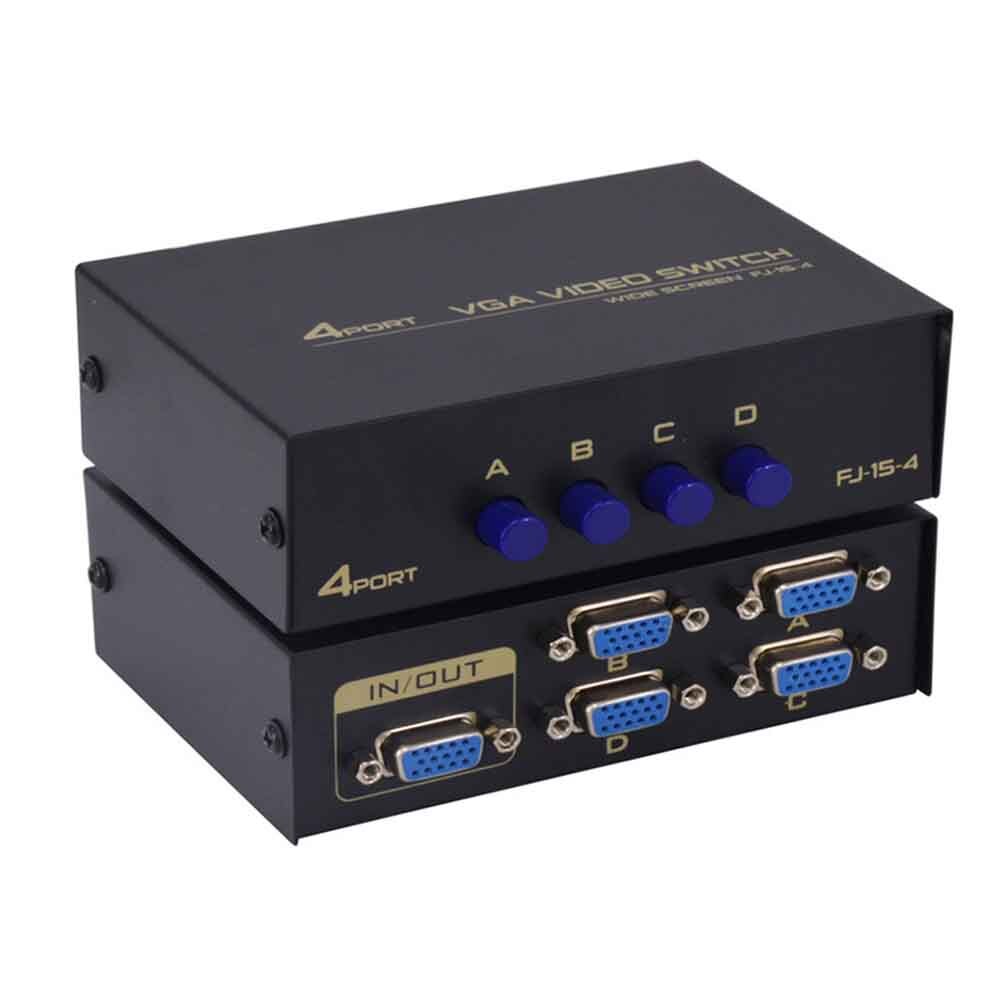 4 porte tv projektor til computer kvm switch usb 2.0 vga hub deling metal tilbehør splitter box stabil vælger displayport