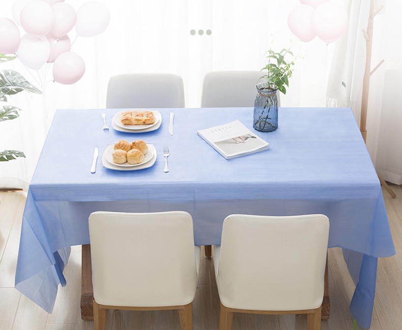 Engangsbryllupsduge nappe vandtæt firkantet tapet pvc rektangulært plastik borddæksel fødselsdagsfest: Blå