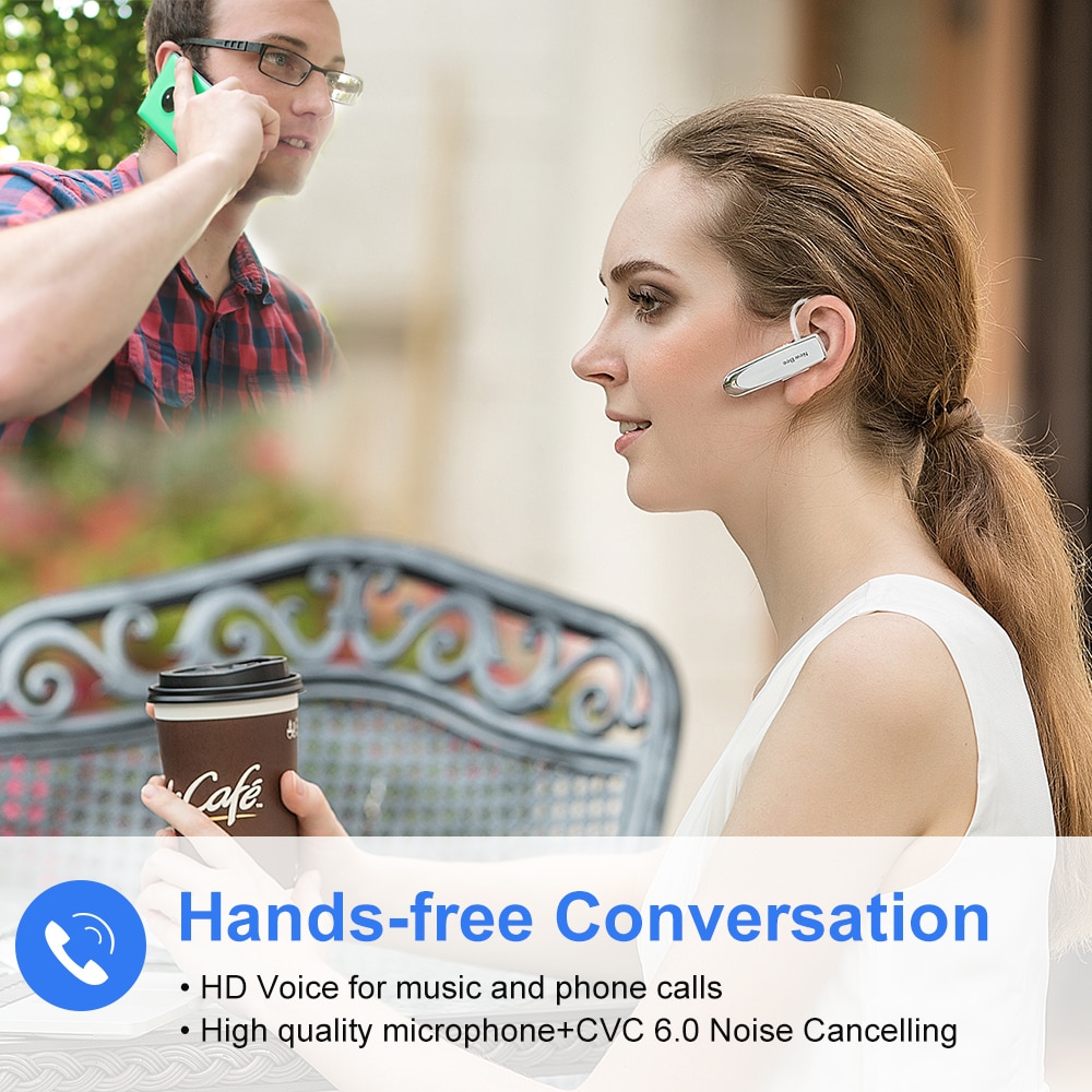 Bee-auriculares inalámbricos con Bluetooth V5.0, cascos manos libres con micrófono CVC 6,0 para música, para negocios y conducción, 22H