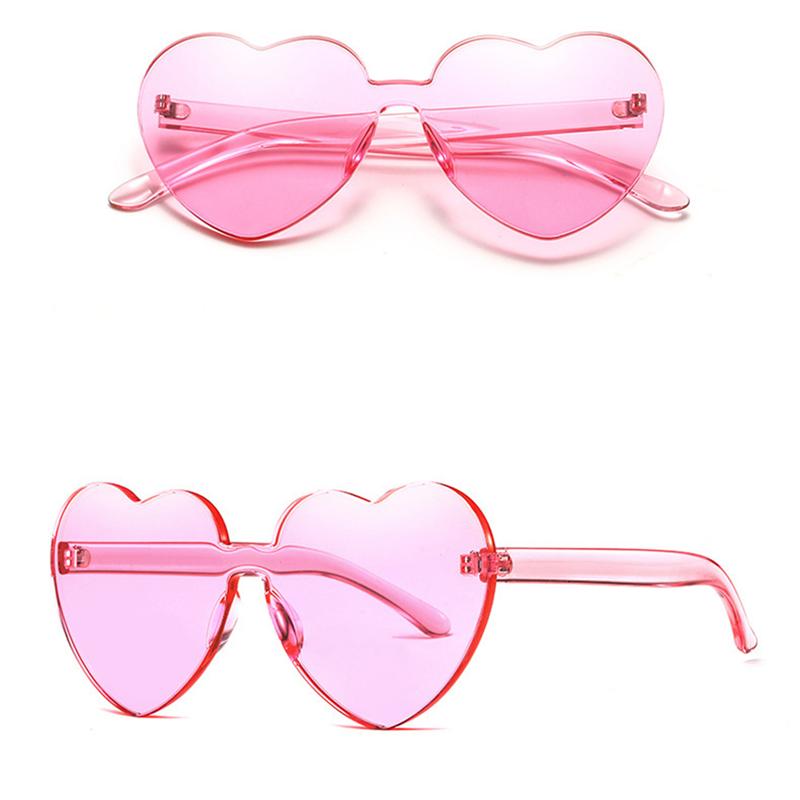 NACHLYNN 10 Pairs Geel Hart Zonnebril Vrouwen Randloze Hartvormige Zonnebril Snoep Kleur Bril Voor Kostuums Cosplay