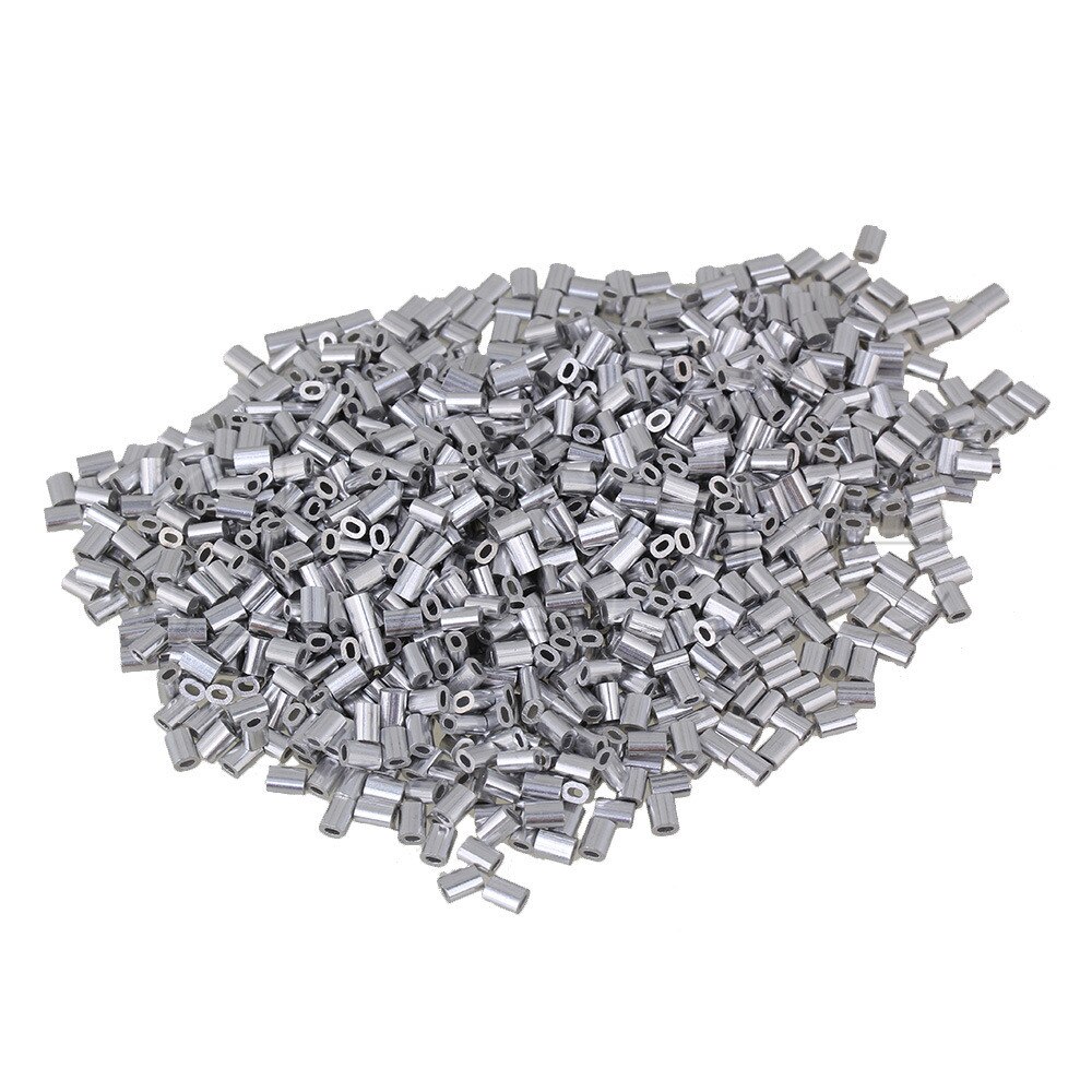 1000 pcs M0.5 Aluminum Clip Oval Steel Wire Rope Ferrule Clamps Silver