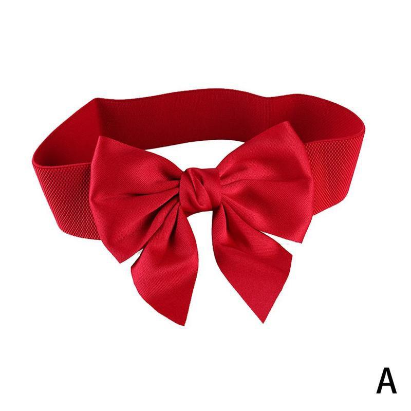Ceinture élastique large à nœud papillon pour femme, accessoire de décoration pour robe: Rouge