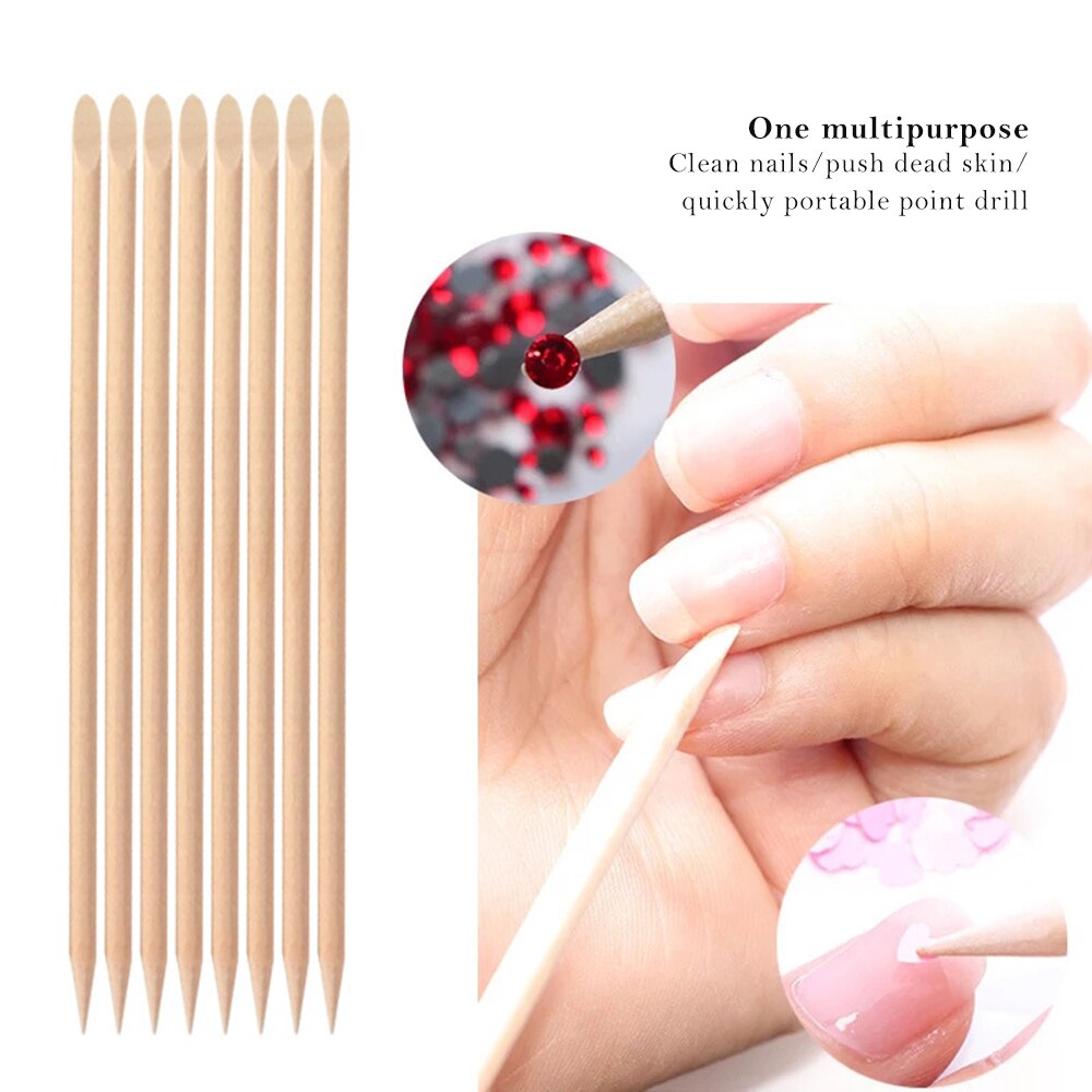 Orange Holz Sticks für Nagelhautschieber Entfernen Werkzeug gabeln für nägel Maniküre Werkzeuge 10/30/50/ 100Pcs/Set 4 verschiedene größen