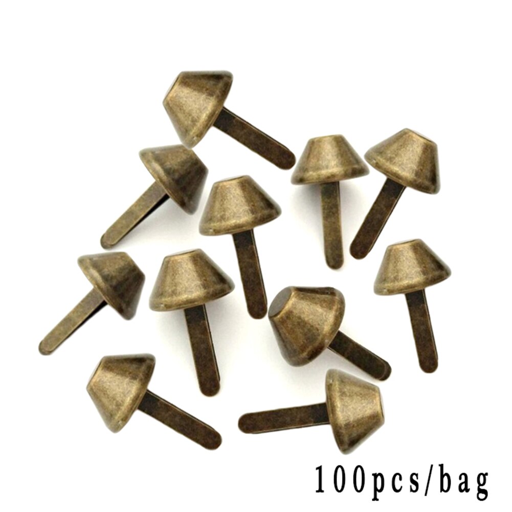 12mm 100 Uds remaches bolsa tachuelas perforadas para bolso Punk Rock Artesanía de metal monedero pies remaches bolsa DIY accesorios al por mayor: copper