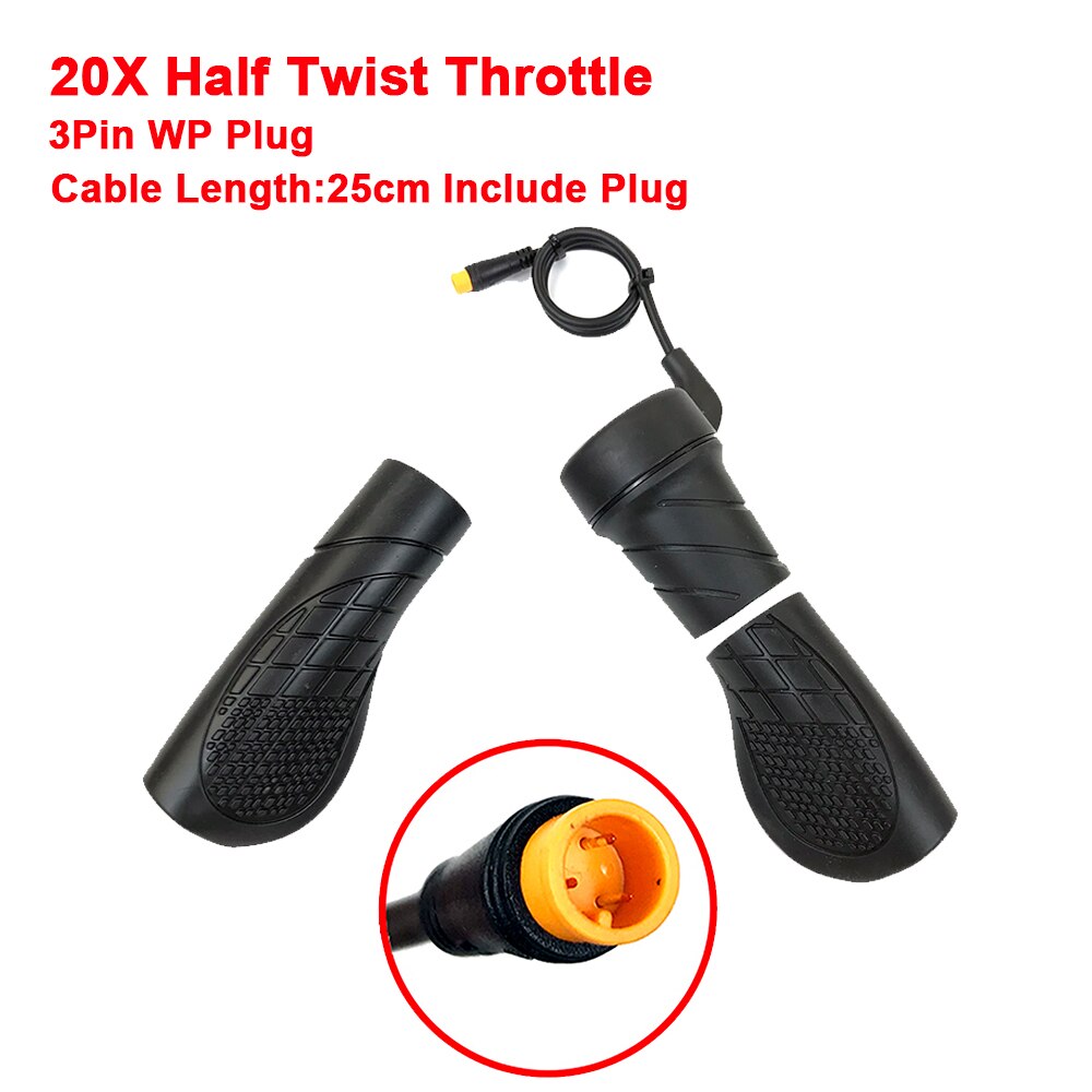 Wuxing Electric Bicycle Right Handle 20X Half Twist Throttle 12V24V36V48V52V60V72V for Ebike Conversion Kit Accelerator Parts: 20X Half WP Plug