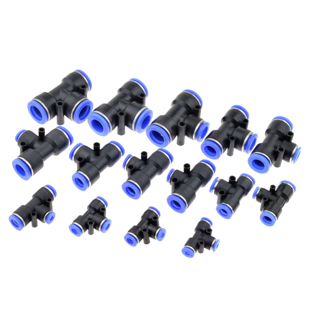 3 weg T förmigen T Pneumatische 10mm 8mm 12mm 6mm 4mm 16mm OD Schlauch rohr drücken in Luft Gas passend zu schnell Beschläge Stecker Adapter